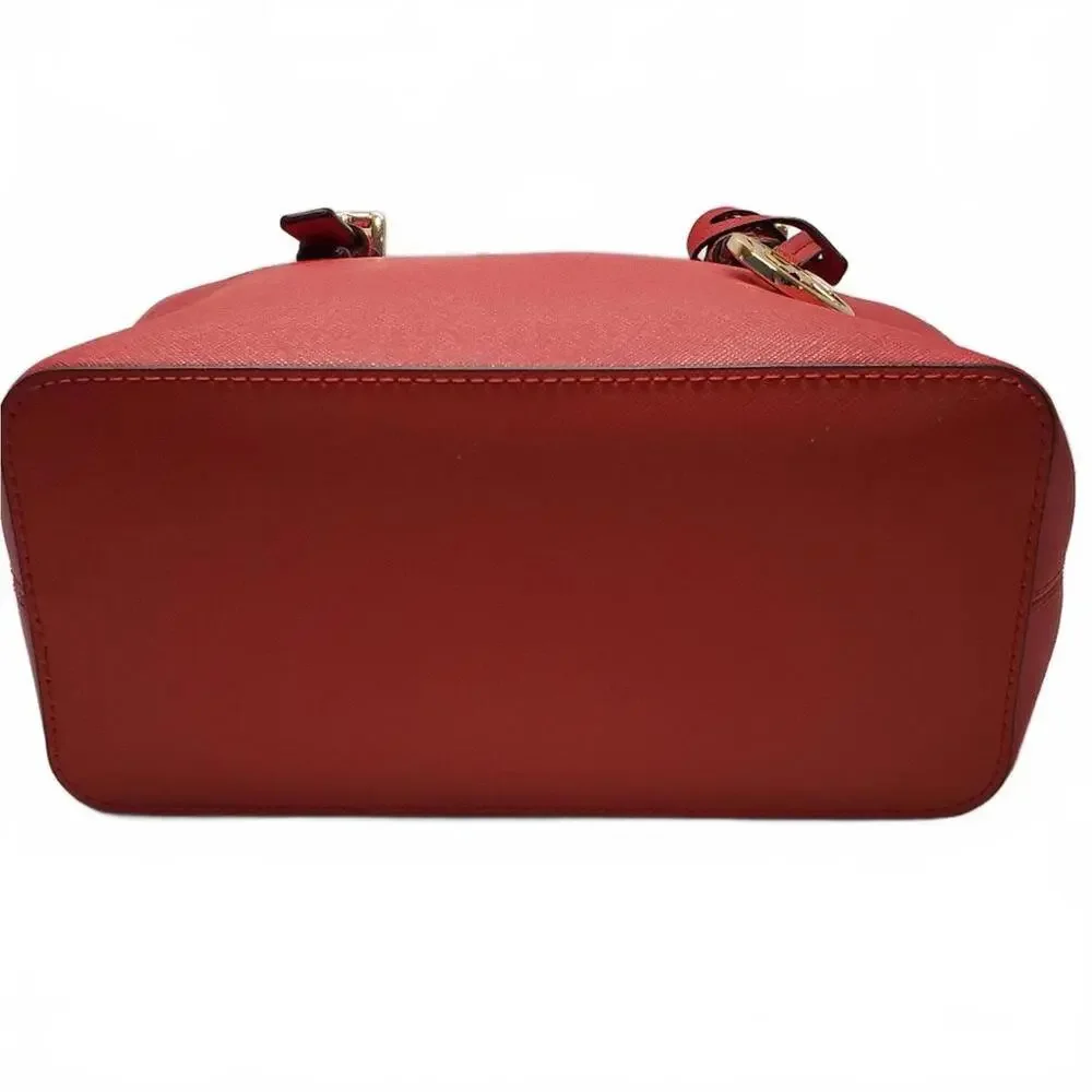Michael Kors Red Saffiano Leather Small Tote Crossbody Bag‎ Gold Hardware